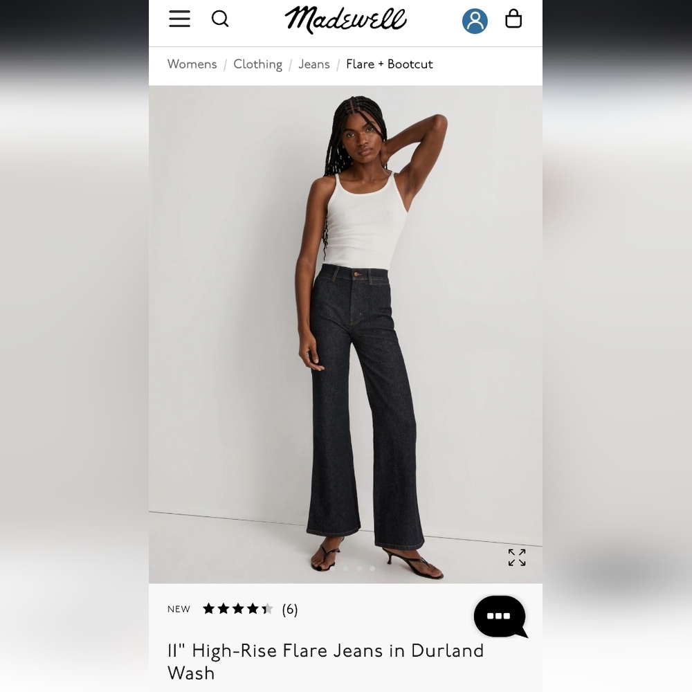 NWT Madewell 11" high rise flare jeans Durland wash size 29